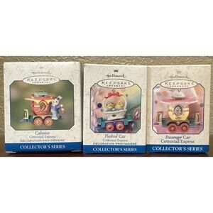 Hallmark  Set of 3 Cottontail Express Keepsake Ornaments ‘98-2000 NEW